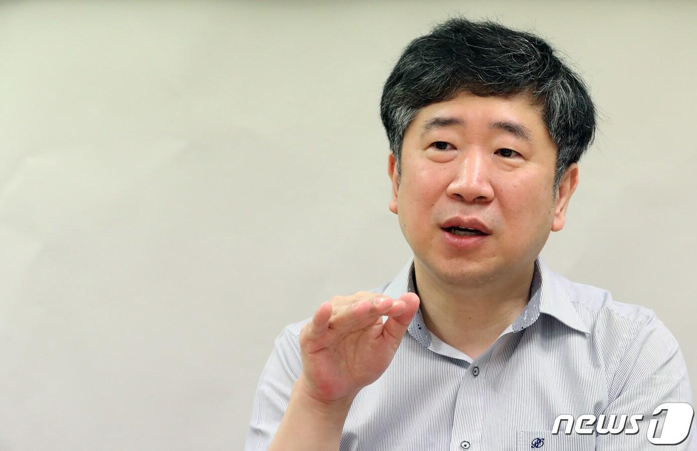 조양제 아이진 CTO가 지난 7일 오전 서울 종로구 뉴스1 사옥에서 인터뷰를 하고 있다. 2020.8.7/뉴스1 ⓒ News1 송원영 기자