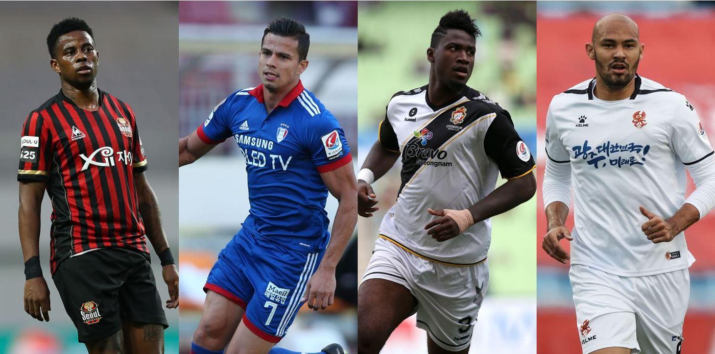 2부리그 득점왕 출신으로 1부리그에서도 좋은 모습을 보여줬던 선수들. 왼쪽부터 아드리아노, 조나탄, 말컹, 펠리페(한국프로축구연맹 제공) ⓒ 뉴스1