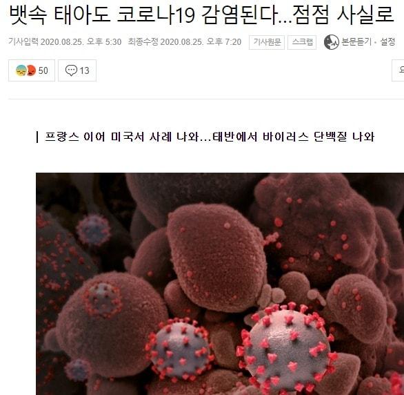 본문 이미지 - 지난 8월 한 언론매체 인터넷 뉴스에 '뱃속 태아'라는 잘못된 제목이 나왔다. (포털사이트 뉴스 화면 갈무리.) 