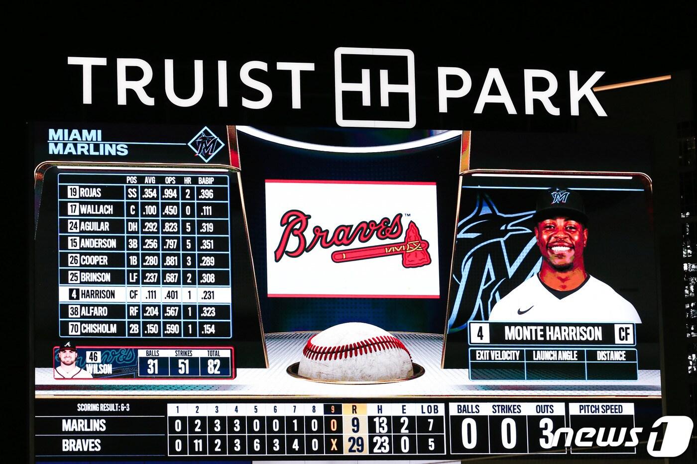 29득점을 올리며 내셔널리그 한 경기 최다득점 신기록을 세운 애틀랜타 브레이브스. ⓒ AFP=뉴스1