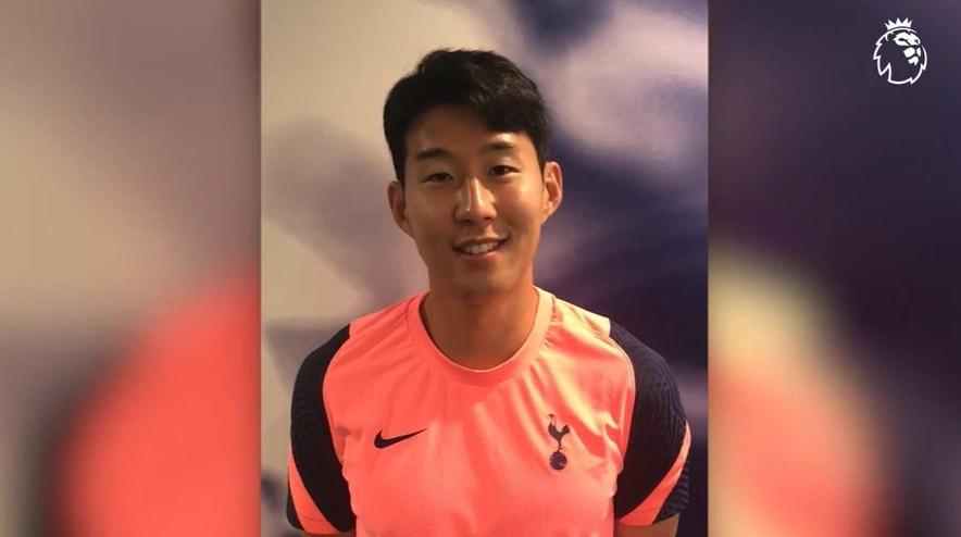 본문 이미지 - 잉글랜드 프리미어리그(EPL) 공식 홈페이지를 통해 2019-20시즌 EPL 최고의 골 수상 소감을 밝히는 손흥민(EPL 홈페이지 캡처) ⓒ 뉴스1