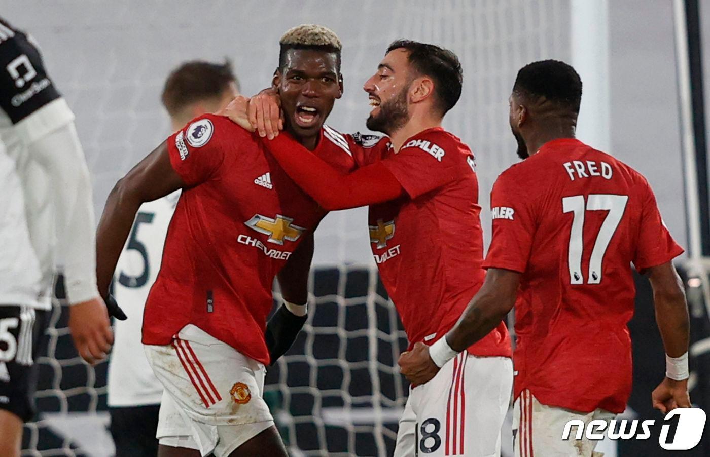 맨체스터 유나이티드가 올 시즌 총 7번의 역전승을 거두면서 잉글랜드 프리미어리그 선두를 달리고 있다. ⓒ AFP=뉴스1