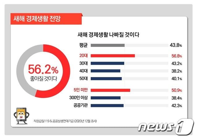 본문 이미지 - 2021년 새해 전망을 묻는 직장인 설문조사 결과 ⓒ 뉴스1 (직장갑질119 제공)