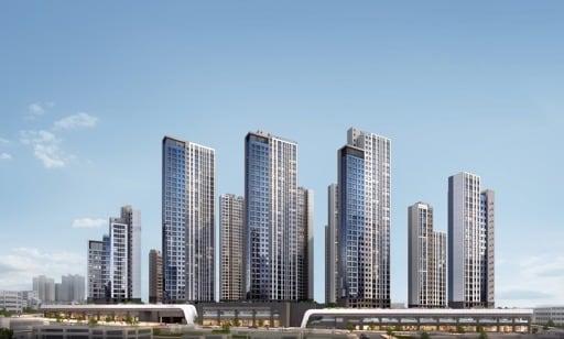 본문 이미지 - 두산위브더제니스 센트럴여의 투시도. 두산건설 제공. /뉴스1