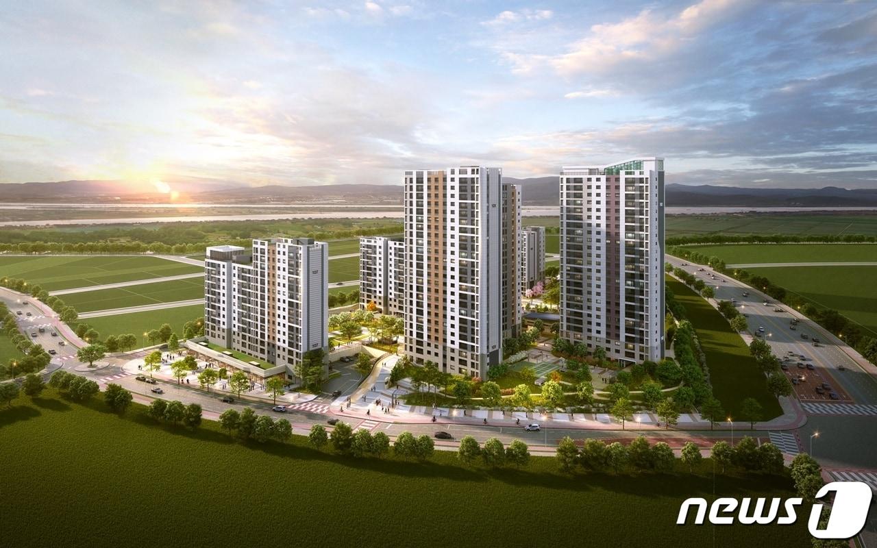 본문 이미지 - ㈜한양이 부산 강서구 에코델타시티 내에 새 브랜드 아파트 ‘한양수자인’을 선보인다. 사진은 한양수자인 조감도(한양 제공)ⓒ 뉴스1