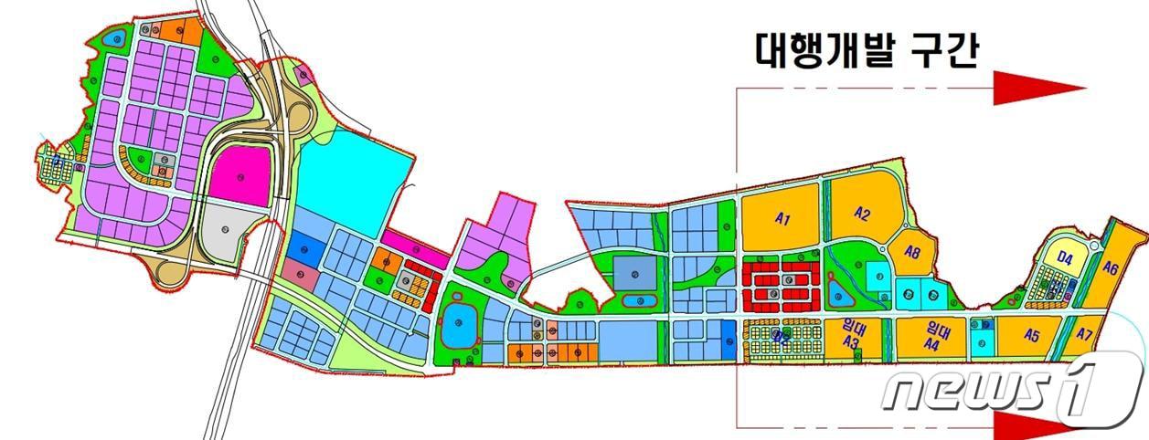 본문 이미지 - 광주연구개발특구 첨단3지구 3공구 조성공사 대행 개발 사업 구간 위치도.(광주도시공사 제공)2021.10.25/뉴스1 ⓒ News1