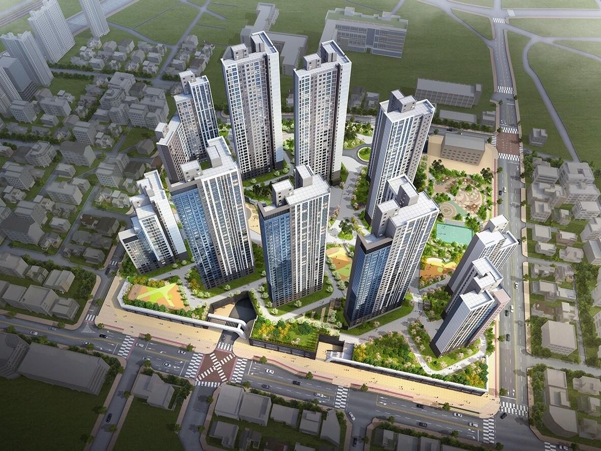 본문 이미지 - 두산위브더제니스 센트럴 조감도(두산건설 제공) ⓒ 뉴스1