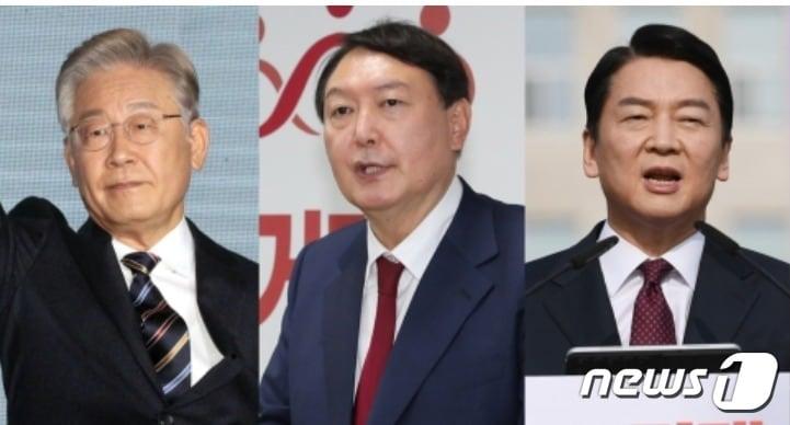 본문 이미지 - 이재명 민주당, 윤석열 국민의힘, 안철수 국민의당 대선 후보. ⓒ 뉴스1