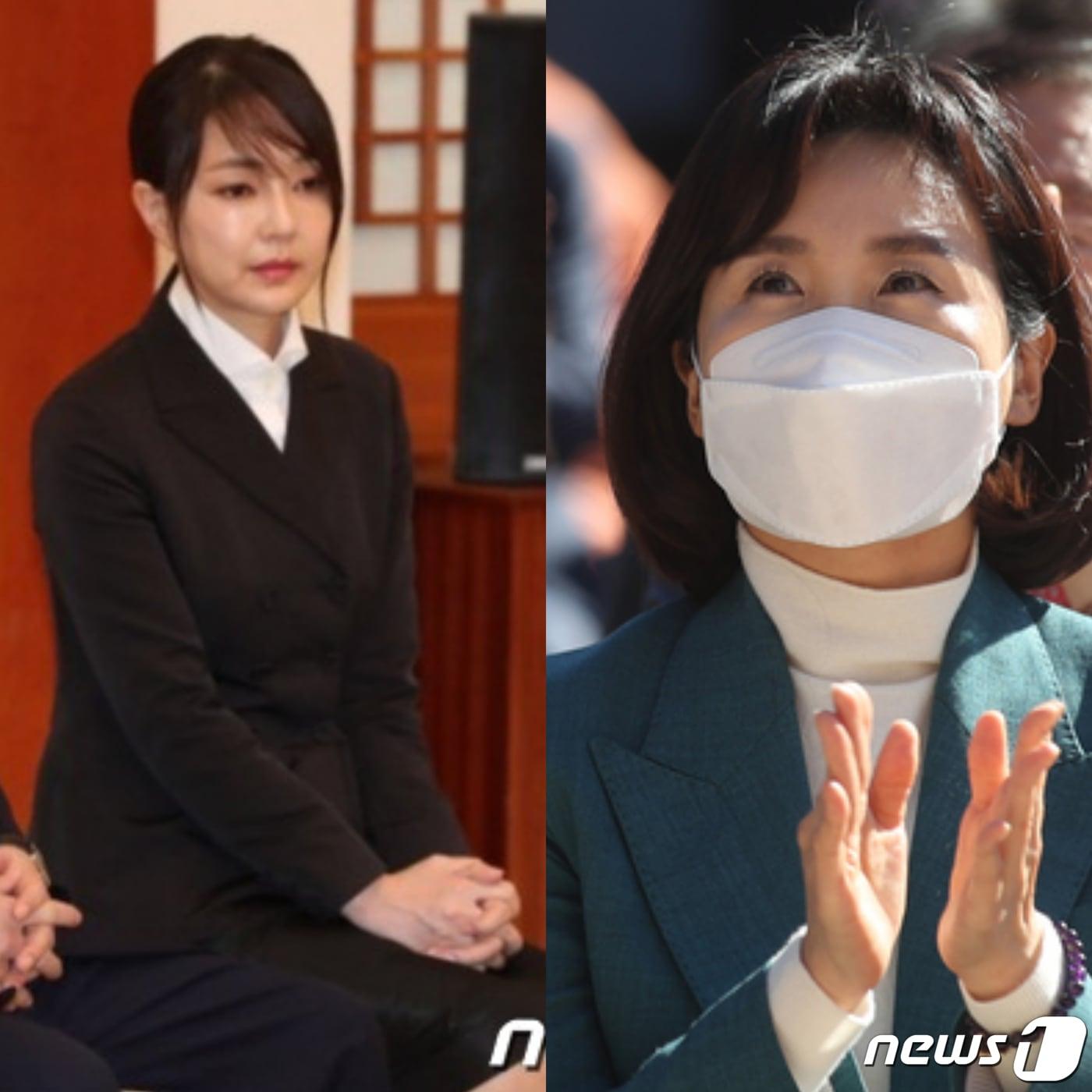 본문 이미지 - 윤석열 국민의힘 대선 후보 부인 김건희씨(왼쪽)와 이재명 더불어민주당 대선 후보 부인 김혜경씨. ⓒ 뉴스1