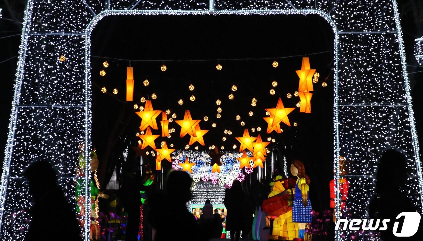 29일 대전 서구 보라매공원에서 진행된 서구힐링 아트페스티벌이 화려한 불빛을 밝히고 있다. 2021.11.29/뉴스1 ⓒ News1 김기태 기자