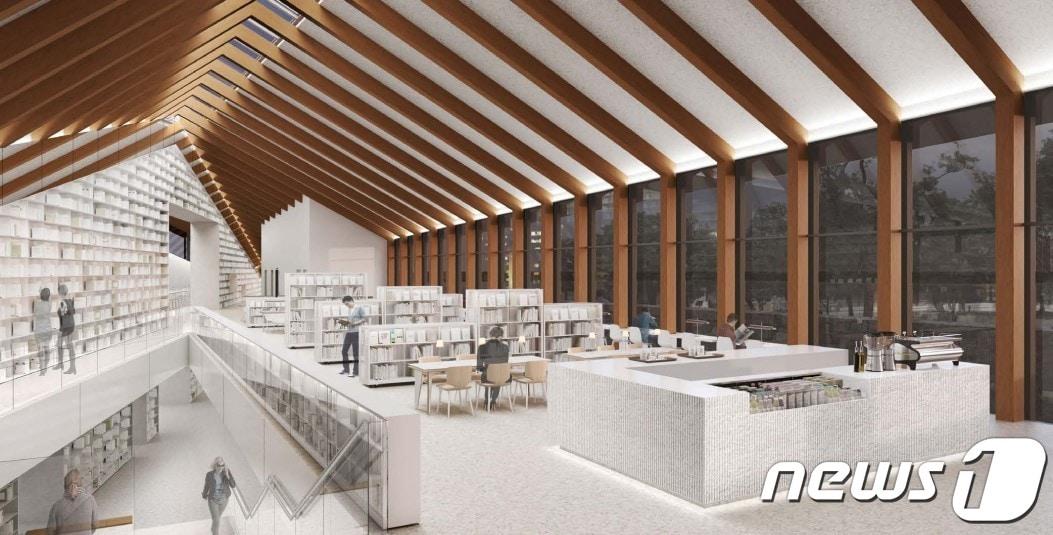본문 이미지 - 전북 고창복합문화도서관이 통합설계(토목·조경·설비 등)를 모두 마무리하고 내년 3월 착공에 들어간다.  도서관 내부시설 조감도.   ⓒ 뉴스1