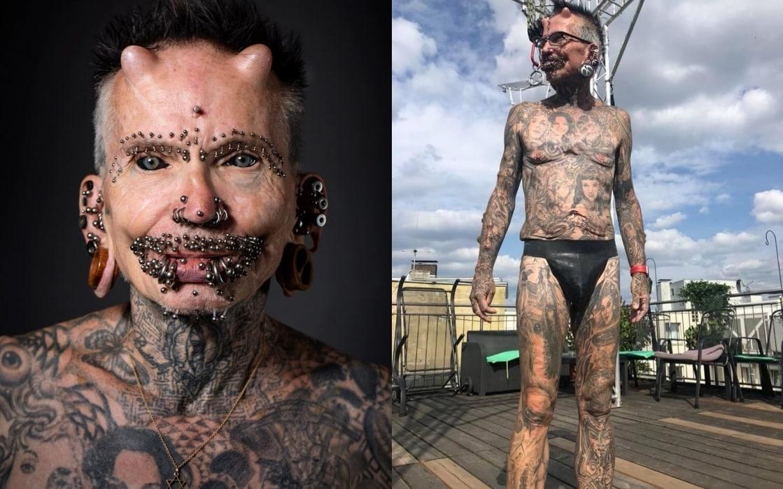 본문 이미지 - '세계에서 가장 많은 피어싱을 한 사람'으로 기네스북에 등재된 롤프 부흐홀츠. (인스타그램 갈무리) ⓒ 뉴스1