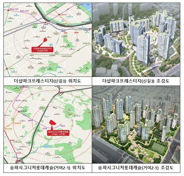 본문 이미지 - 신규 공급 단지 위치도 및 조감도(서울주택도시공사 제공) ⓒ 뉴스1