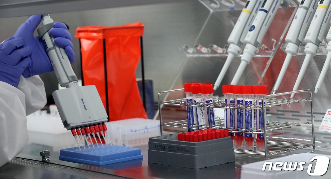 세종보건환경연구원 보건연구사가 30일 세종시 조치원읍 세종보건환경연구원에서 코로나19 오미크론 변이 신속 PCR분석을 위해 검체 반응시약 실험을 하고 있다. 2021.12.30/뉴스1 ⓒ News1 장수영 기자