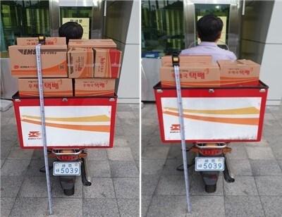 본문 이미지 - 적재기준 미준수(왼쪽) 적재기준 준수(오른쪽) (우정사업본부 제공) 2021.02.15 /뉴스1