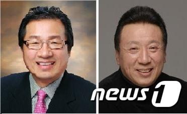 본문 이미지 - 충북예총 24대 회장 선거 후보. 왼쪽부터 김경식 청주대학교 교수, 윤기억 충북연예예술인총연합회장.ⓒ 뉴스1