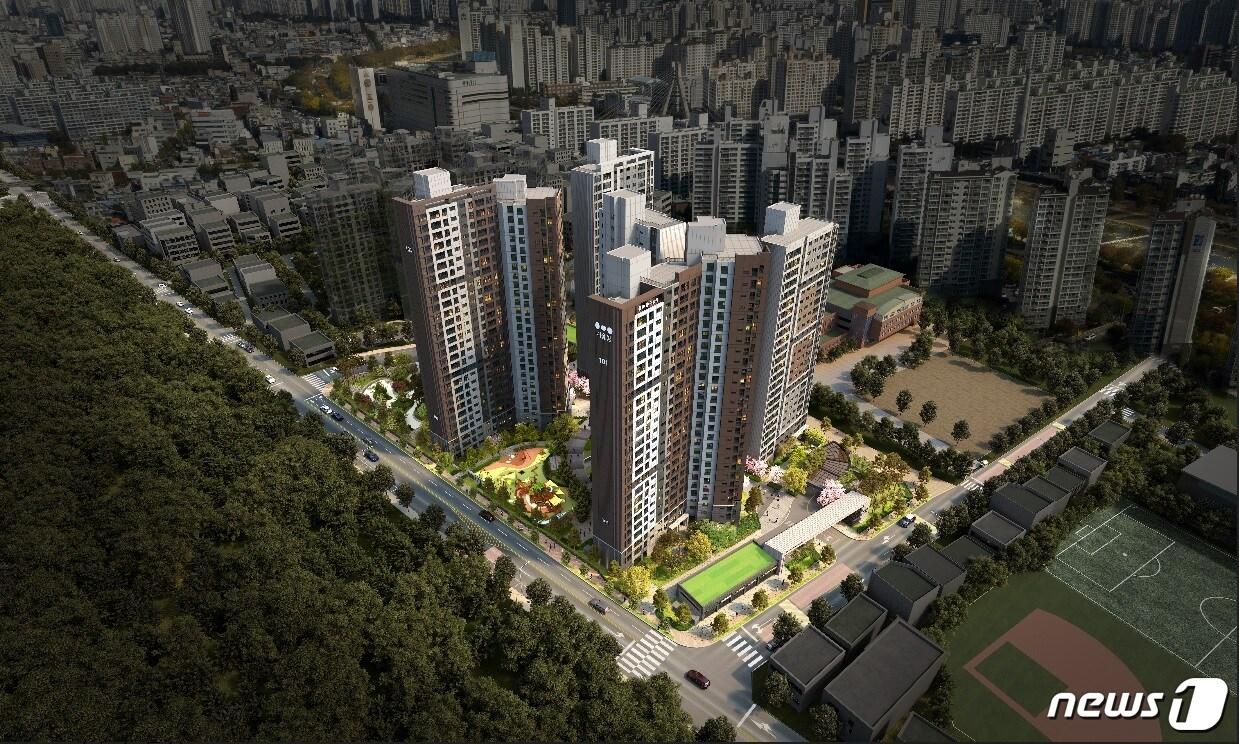 본문 이미지 - 금호건설이 대구 남구 이천동에 건설하는 '대봉교역 금호어울림에듀리버' 조감도/ⓒ 뉴스1