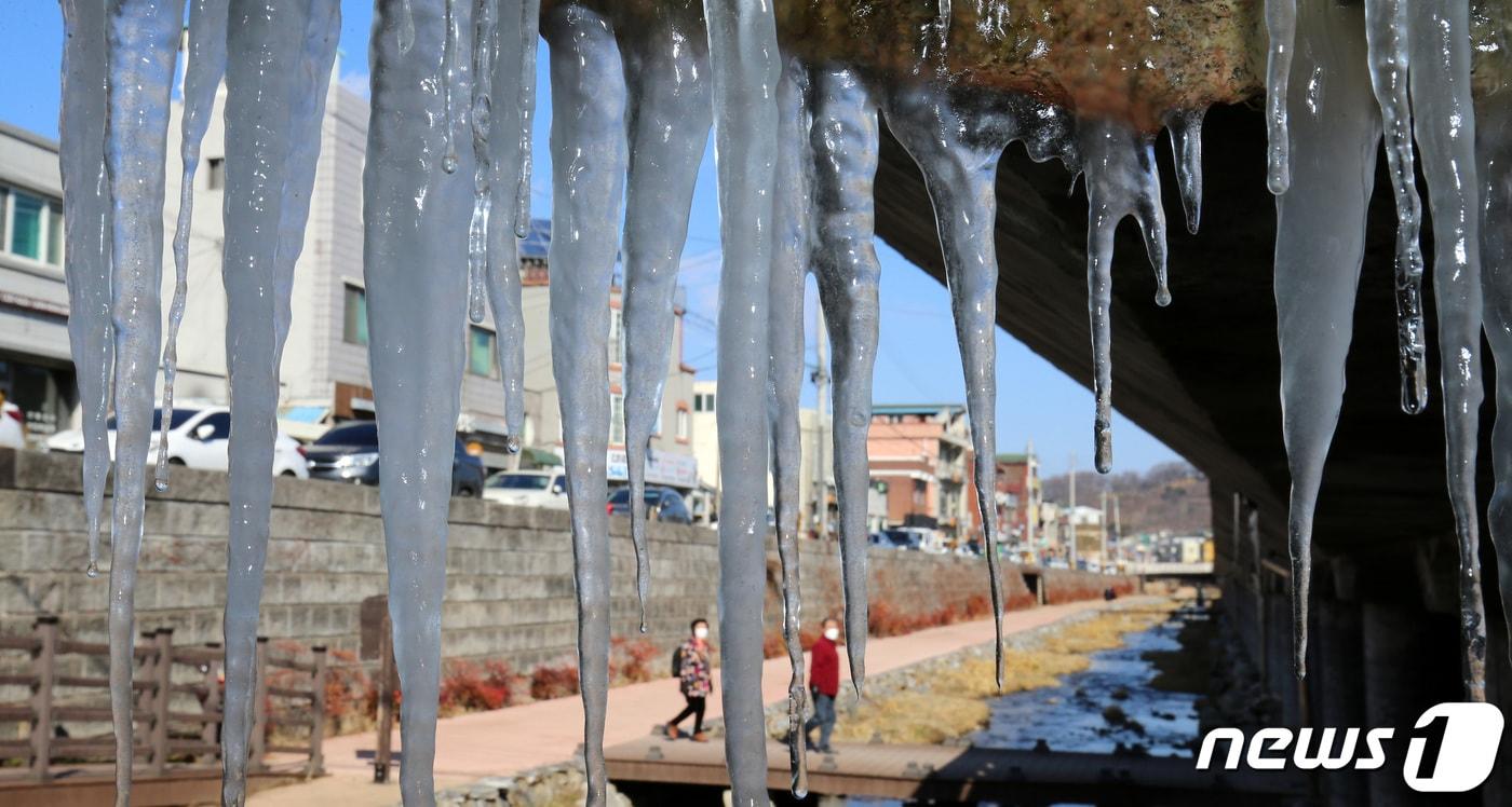 본문 이미지 - 충남 공주 선화교에 달린 고드름 (자료사진) 2021.2.2/뉴스1 ⓒ News1 김기태 기자
