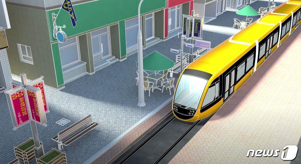 본문 이미지 - 청주시 트램 상상도(청주시 유튜브 홍보영상 갈무리) ⓒ 뉴스1