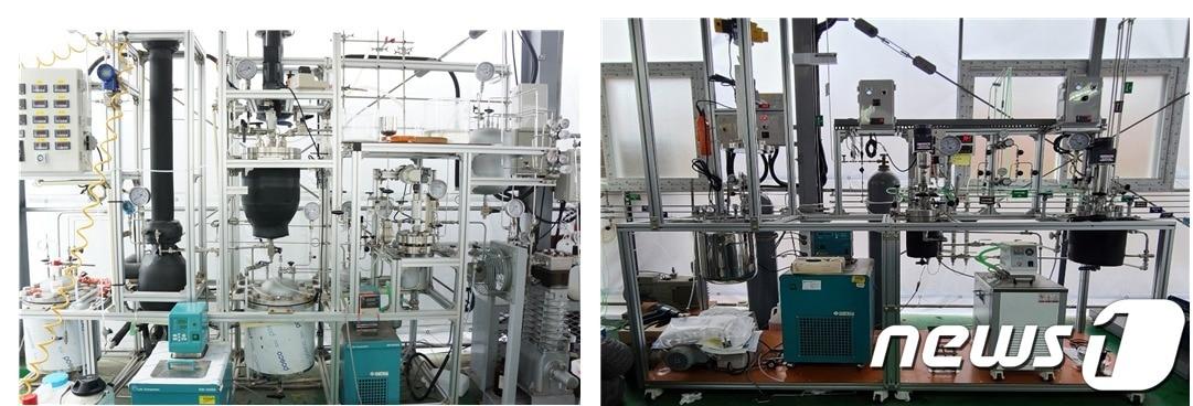 본문 이미지 - 화학연 과불화술폰산 이오노머(PFSA) 제조 공정 (기초원료(FSVE 단량체) 합성 및 PFSA 중합체 제조 장치(원료기준 20L 규모)(제공:화학연)ⓒ 뉴스1