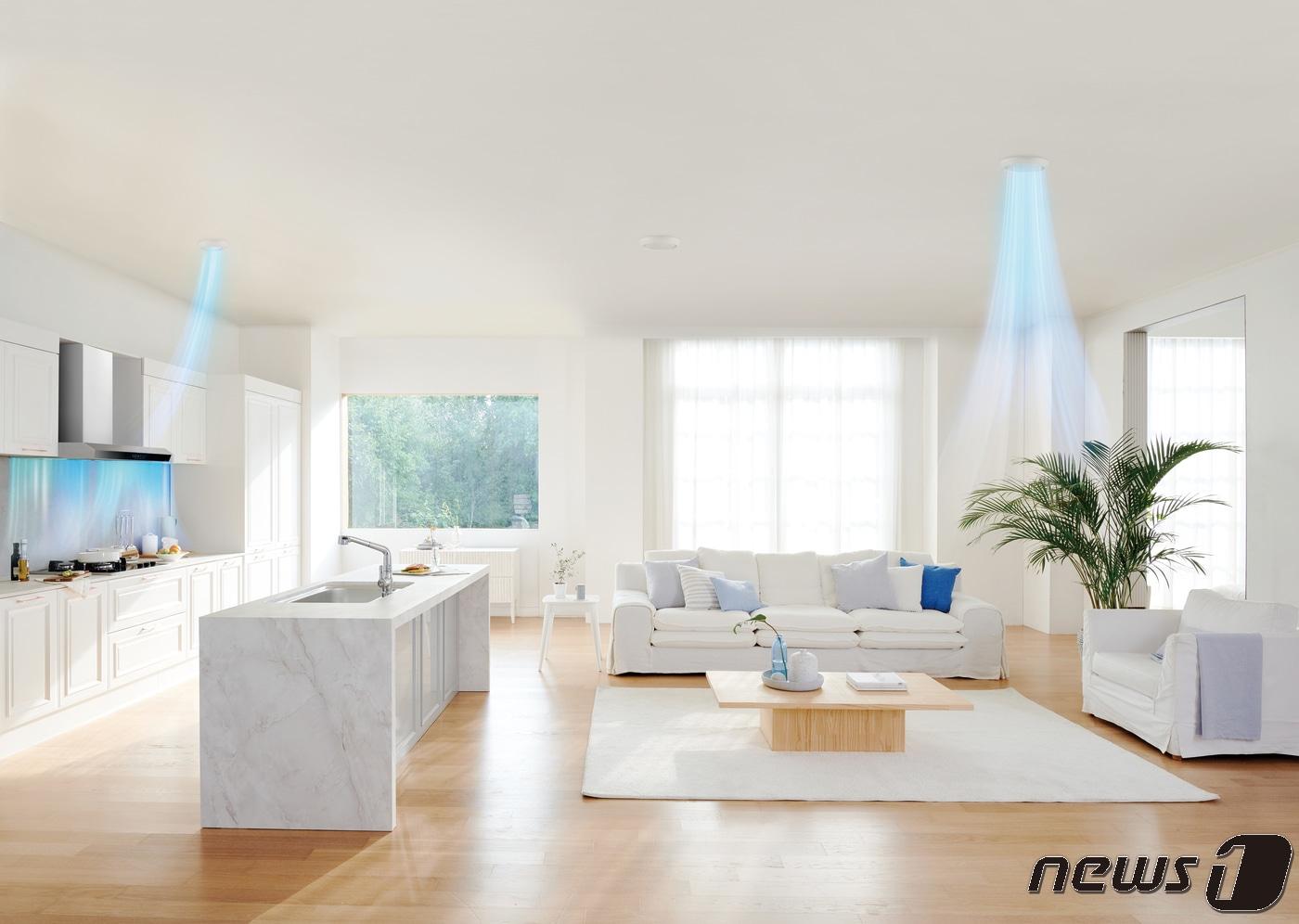 나비엔 청정환기시스템 키친플러스가 적용된 주방 및 거실 전경(경동나비엔 제공) ⓒ 뉴스1