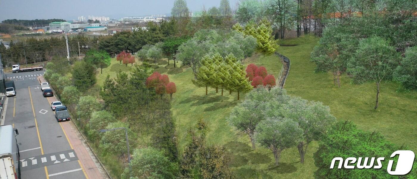 본문 이미지 - 광주 광산구 진곡산단 주변 녹지에 조성하는 '미세먼지 차단 숲 자료사진./뉴스1 ⓒ News1 