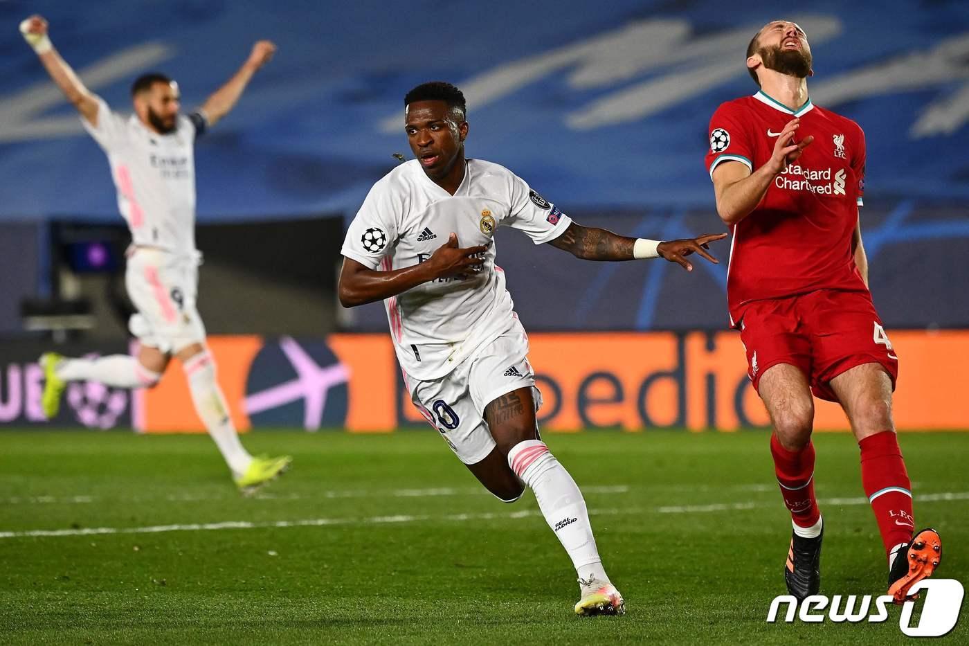 레알 마드리드가 비니시우스의 2골을 앞세워 리버풀을 이겼다. ⓒ AFP=뉴스1