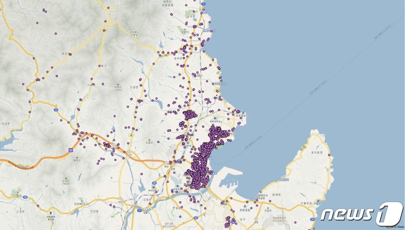본문 이미지 - 경북도는 15일 지방세와 지방행정제재·부과금 고액·상습 체납자 명단 공개에 앞서 체납자에게 사전 안내문을 발송하고 6개월간 소명 기회를 부여한다. 경북도 자동차세 체납자 분포 빅데이터 지도/뉴스1