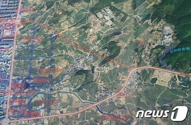본문 이미지 - 7일 충북 충주 안림지구 도시개발사업 예정지에서 투기 의혹이 제기되며 충주시가 소속 공무원 전수조사에 나서야 한다는 목소리가 커지고 있다. 사진은 안림지구 도시개발사업 예정지 구역도.(독자 제공)2021.4.7/ⓒ 뉴스1