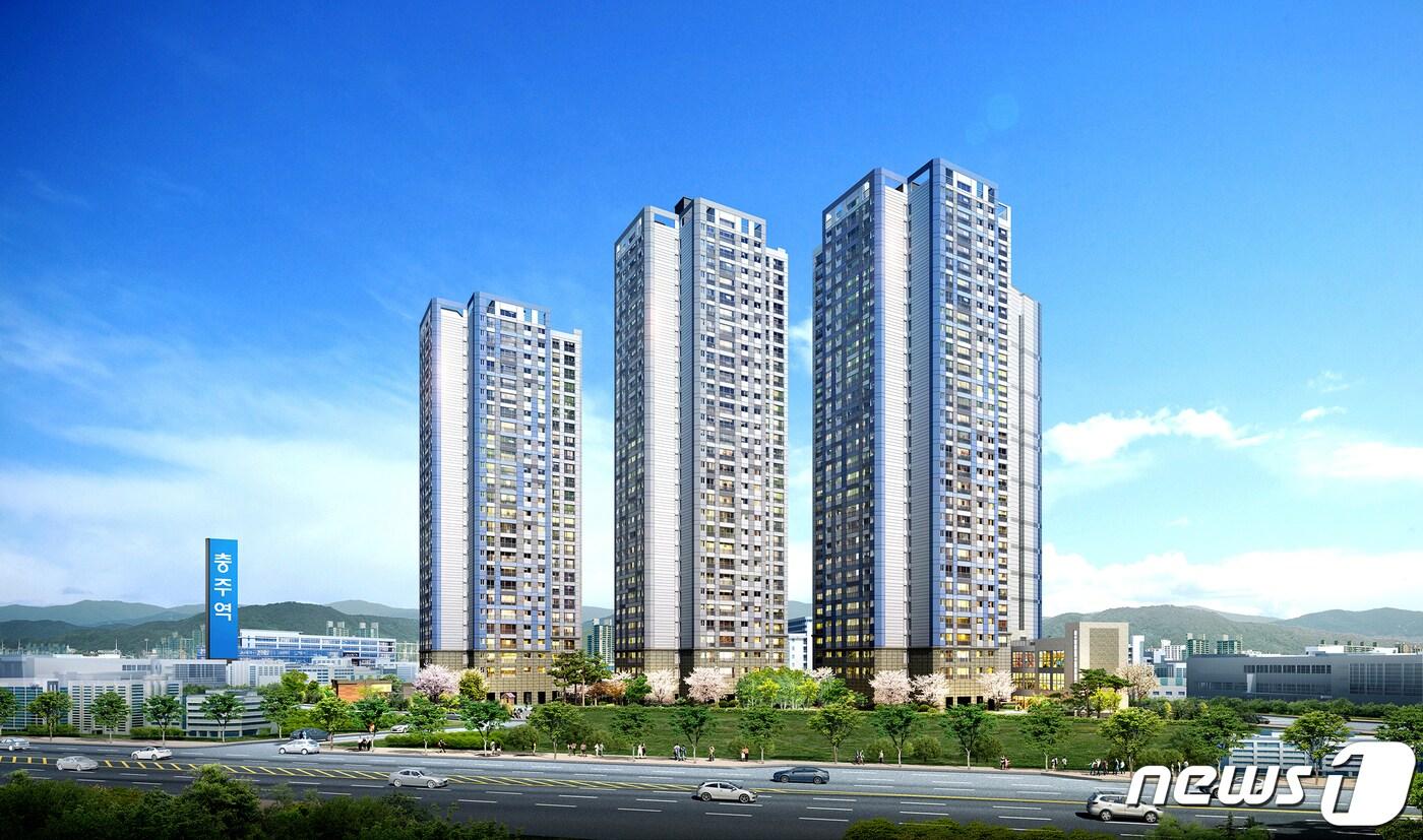 20일 ㈜썬씨앤디가 지난 5년 간 충주봉방지역주택조합으로 추진하던 조합 아파트 사업을 일반 분양 사업으로 전환해 추진한다고 밝혔다. 사진은 충주 봉방 '모아미래도' 투시도.2021.5.20/ⓒ 뉴스1