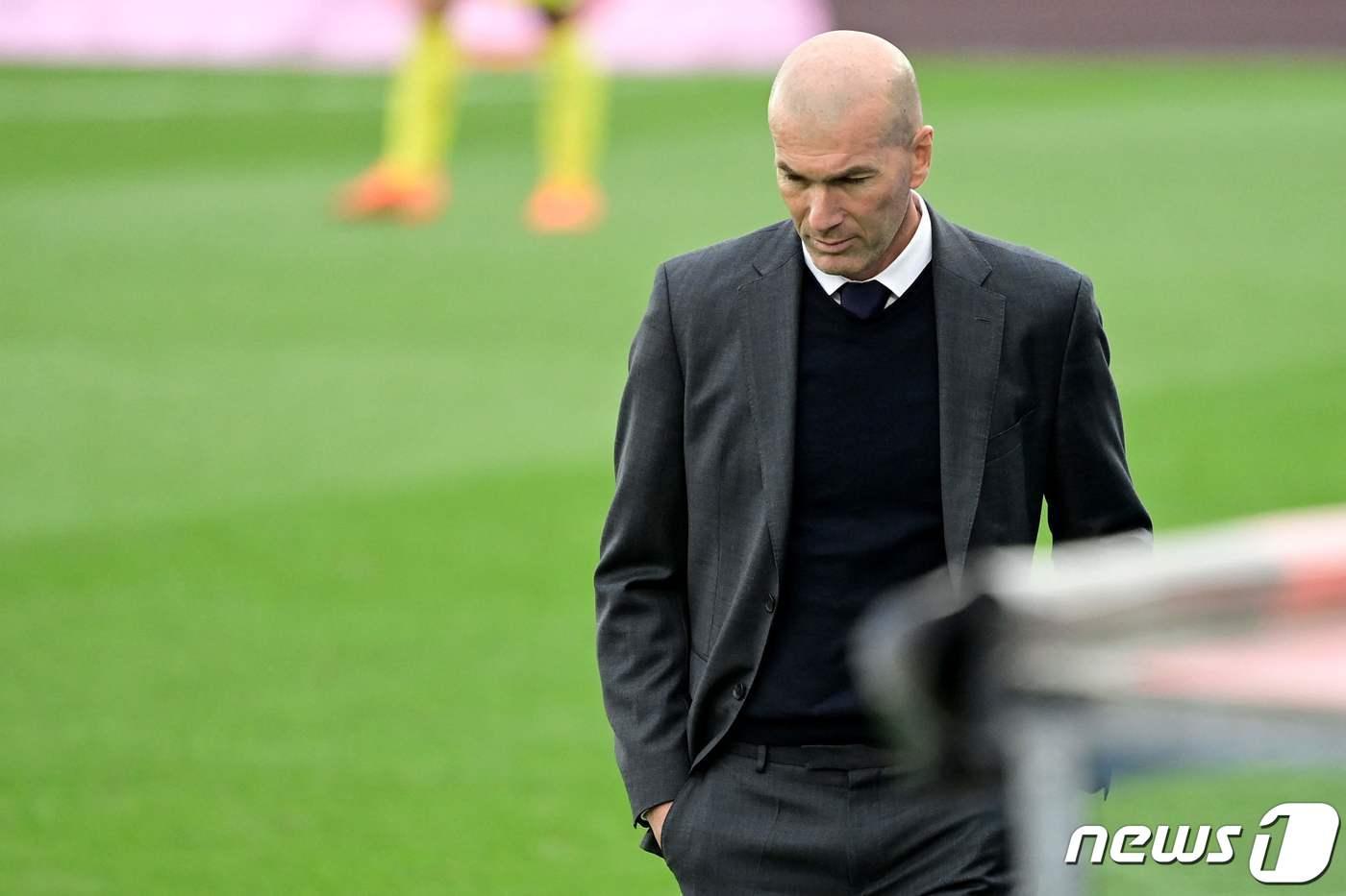비야레알전 승리에도 어두운 표정이었던 지네딘 지단 레알 마드리드 감독. ⓒ AFP=뉴스1