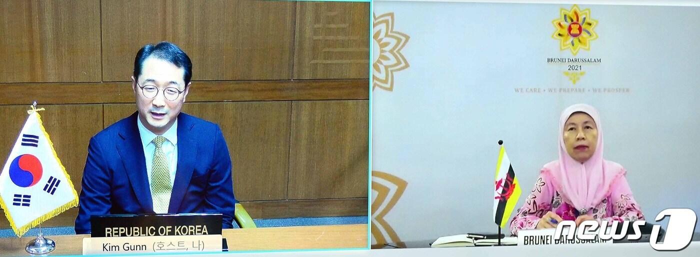 한-브 화상회의 사진(외교부 제공@ 뉴스1