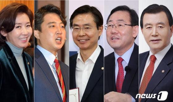 본문 이미지 - 국민의힘 당대표 경선 본선에 진출한 나경원, 이준석, 조경태, 주호영, 홍문표(왼쪽부터) ⓒ News1 김일환 디자이너