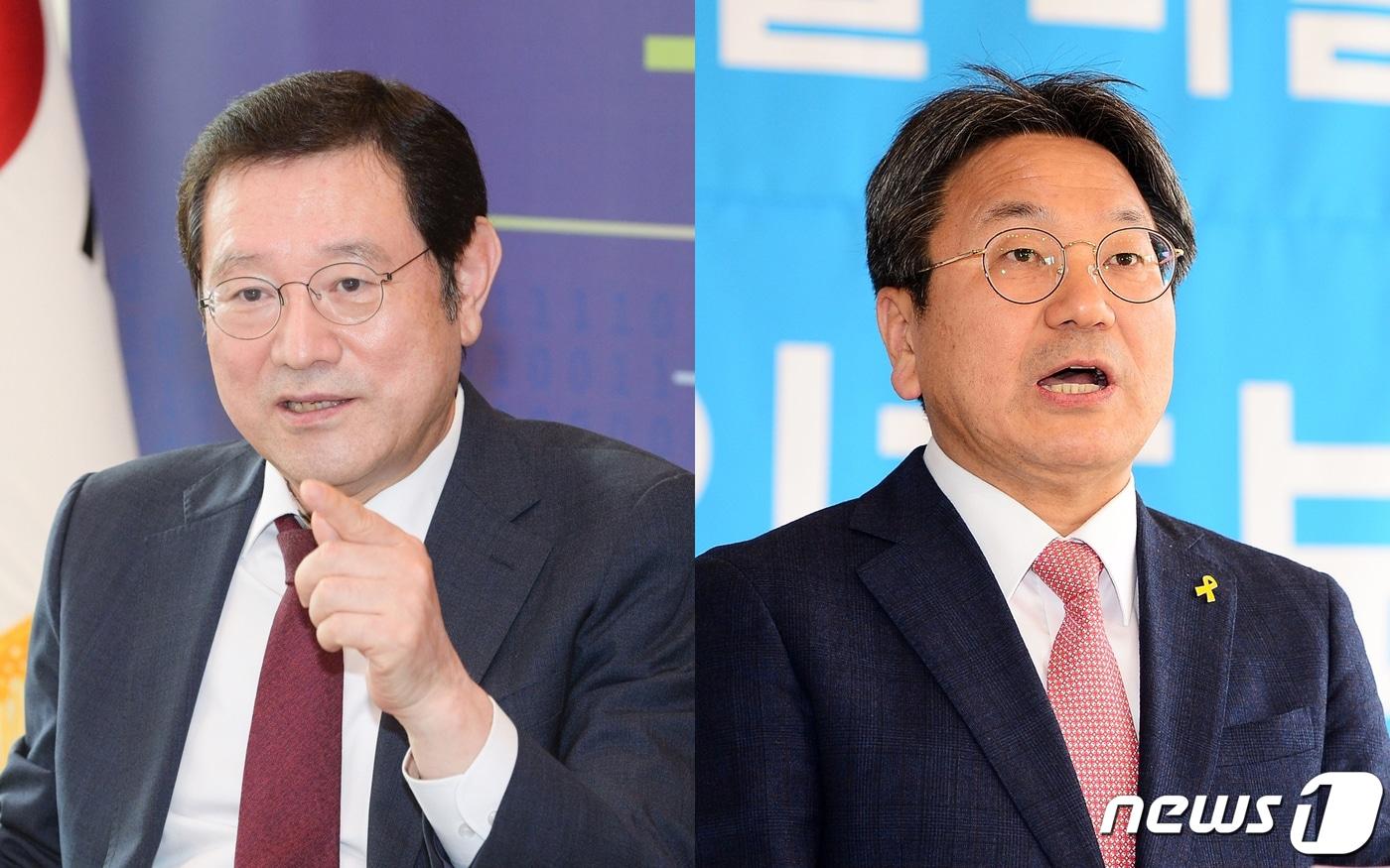 본문 이미지 - 이용섭 광주시장과 강기정 전 청와대 정무수석./뉴스1 ⓒ News1 박준배 기자
