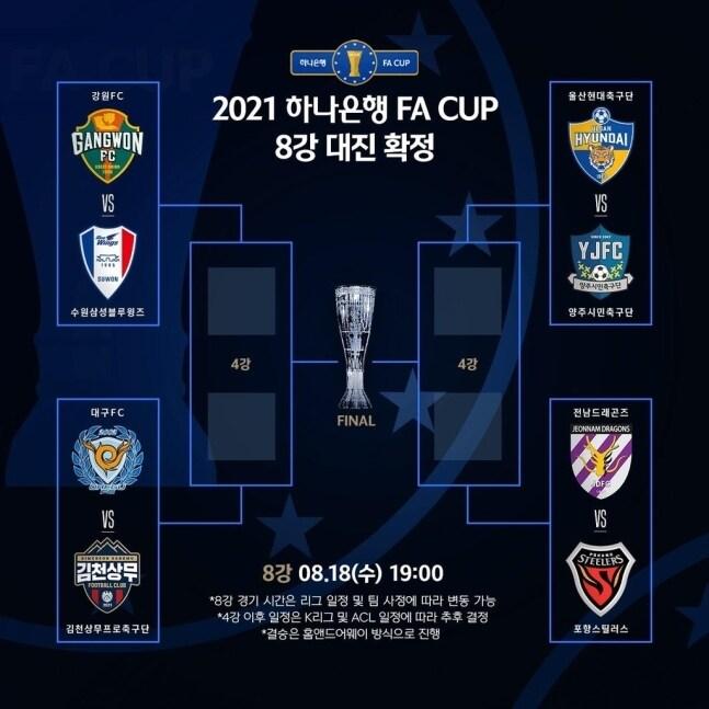본문 이미지 - FA컵 8강 대진(대한축구협회 제공)ⓒ 뉴스1