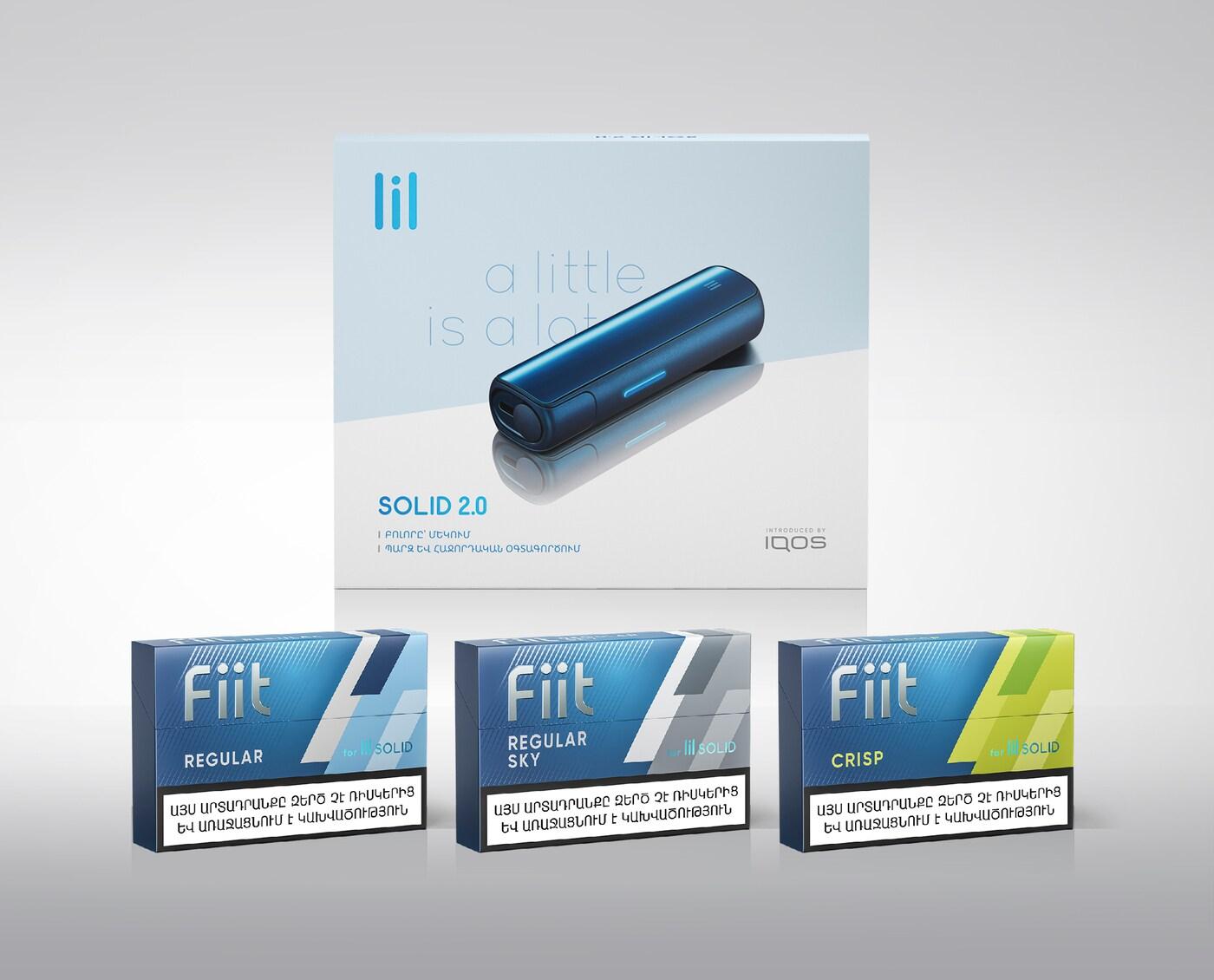본문 이미지 - 아르메니아에서 판매하는 KT&G '릴 솔리드 2.0' 디바이스 패키지 및 전용스틱 3종 △핏 레귤러 △핏 레귤러 스카이 △핏 크리스프(KT&G 제공)ⓒ 뉴스1