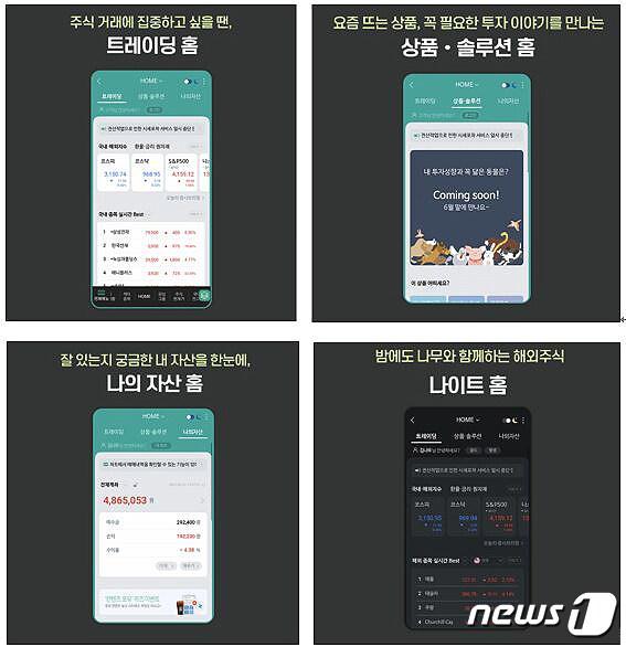 본문 이미지 - NH투자증권은 모바일트레이딩시스템(MTS) 홈 화면을 사용자 중심으로 개편했다고 밝혔다.(NH투자증권 제공)ⓒ 뉴스1