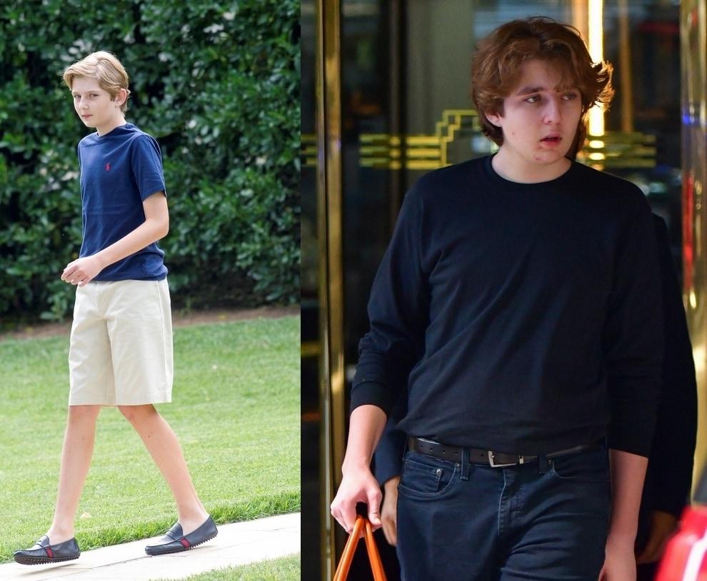 본문 이미지 - 도널드 트럼프 전 미국 대통령의 늦둥이 막내아들 배런 트럼프의 4년 전 모습(왼쪽)과 현재 모습. (저스트 자레드 갈무리) ⓒ 뉴스1