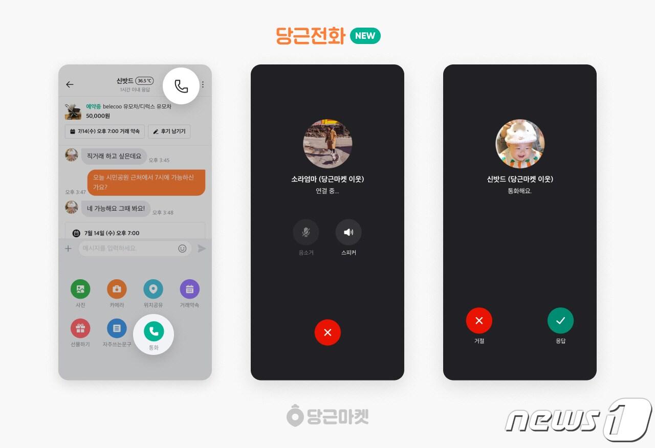 본문 이미지 - '당근마켓' 앱 내 음성 통화 기능인 '당근전화' 모습 (당근마켓 제공) ⓒ 뉴스1