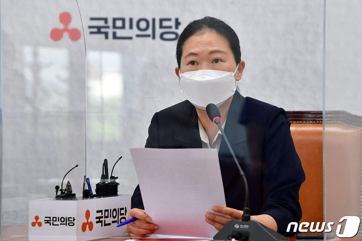 본문 이미지 - 권은희 국민의당 원내대표가 15일 국회에서 열린 최고위원회의에서 발언을 하고 있다. 2021.7.15/뉴스1 ⓒ News1 이동해 기자