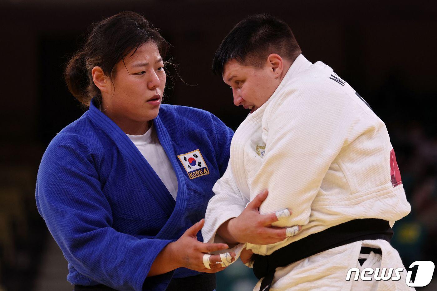 유도 여자 최중량급 한미진이 도쿄 올림픽 준결승 진출에 실패했다. ⓒ AFP=뉴스1 