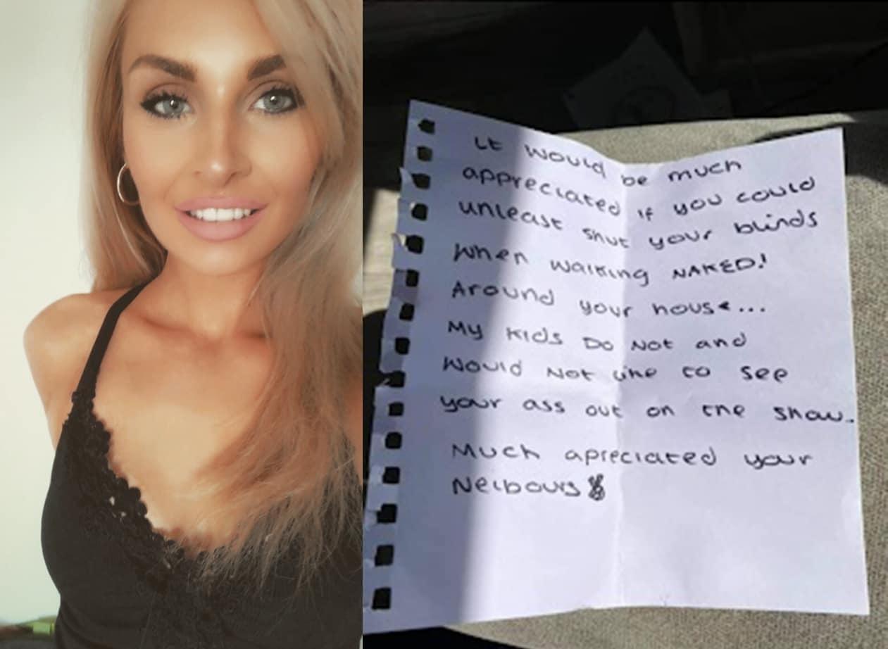 본문 이미지 - 영국의 20대 여성이 이웃에게 '경고 쪽지'를 받고 분노했다. (알렉산드리아 테일러 페이스북 갈무리) ⓒ 뉴스1