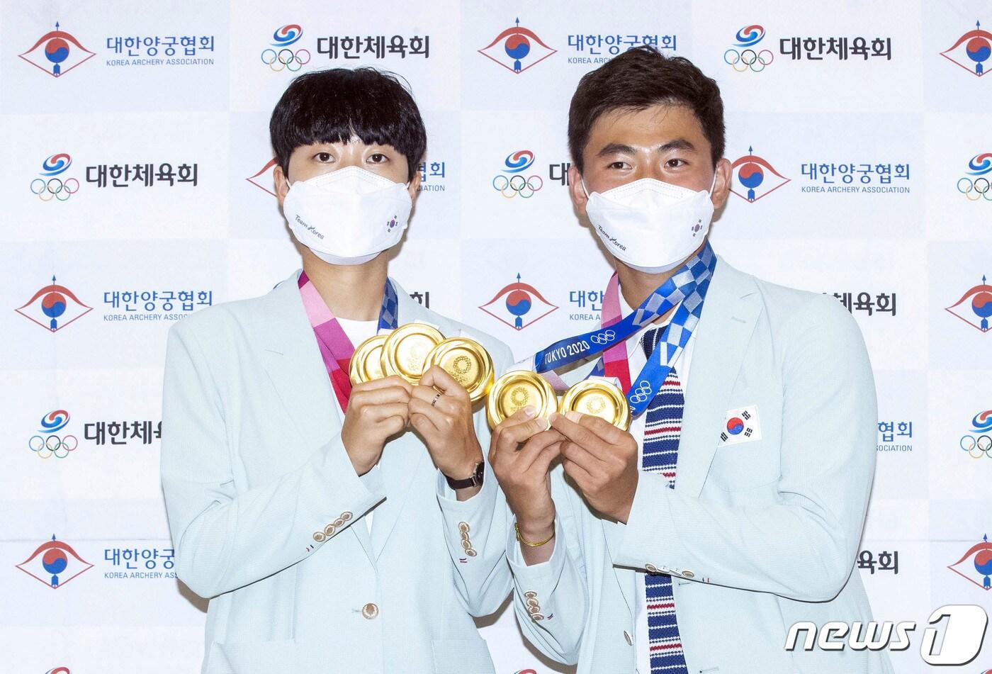 2020 도쿄올림픽 양궁 국가대표 안산과 김제덕 ⓒ News1 