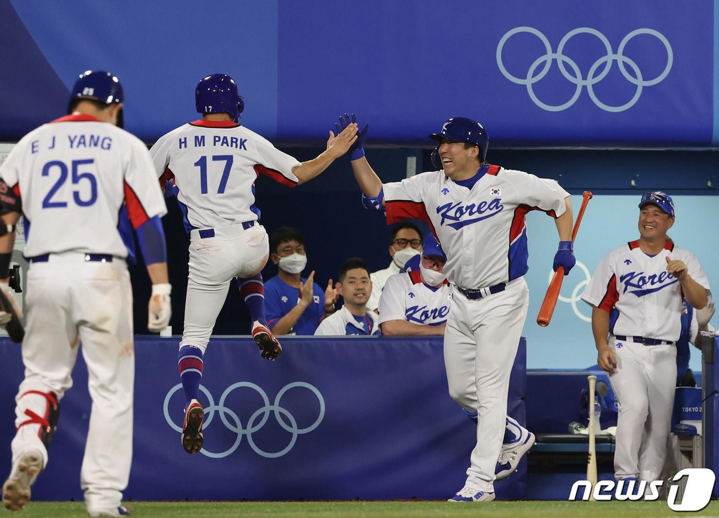 본문 이미지 - 2021년 개최된 도쿄 올림픽에 참가한 한국 야구대표팀. 2021.8.1/뉴스1 ⓒ News1 송원영 기자