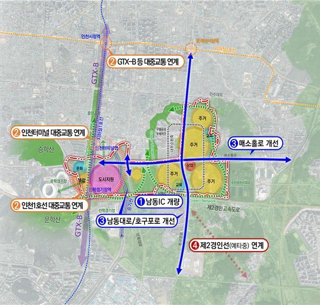 본문 이미지 - 인천 구월2 지구 개발구상(안) 및 교통대책(안). 국토교통부 제공. /뉴스1