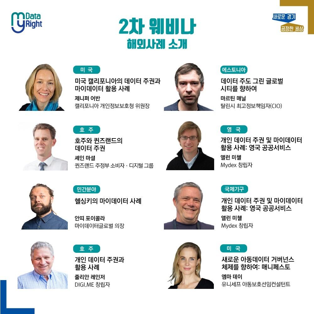 본문 이미지 - 경기도가 오는 3일 경기도 유튜브 채널을 통해 ‘데이터 주권 국제포럼’의 2차 웨비나를 연다. 사진은 이번 행사에 참여하는 강연자들의 모습./ⓒ 뉴스1