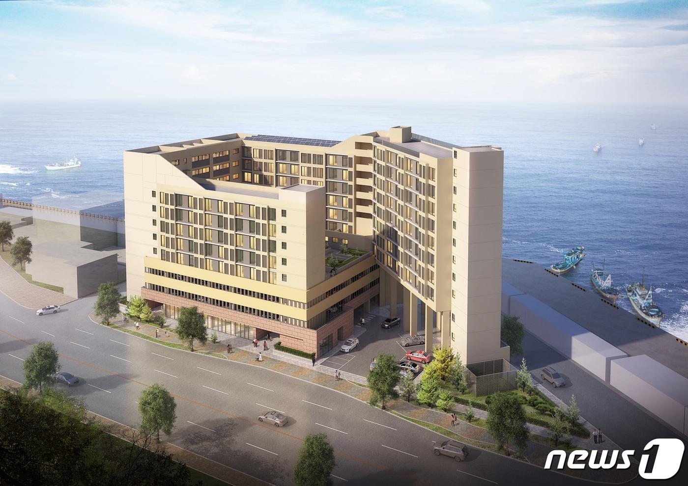 제주도개발공사가 제주 제주시 건입동에 건설 중인 공공임대주택(행복주택) ‘마음에온’ 조감도.(제주도개발공사 제공)2021.9.7/뉴스1ⓒ 뉴스1