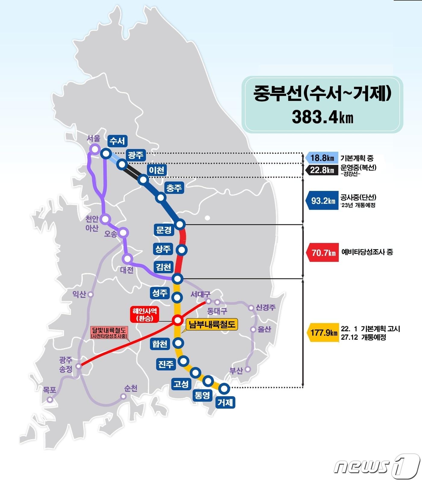 본문 이미지 - 남부내륙철도 기본계획 조감도.(경북도 제공)ⓒ 뉴스1