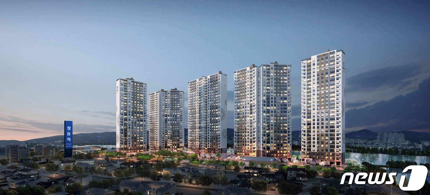 경남 김해시 내덕지구 도시개발사업지구에 들어서는 &#39;김해 장유역 한라비발디 센트로&#39; 투시도. &#40;우리자산신탁 제공&#41; ⓒ 뉴스1