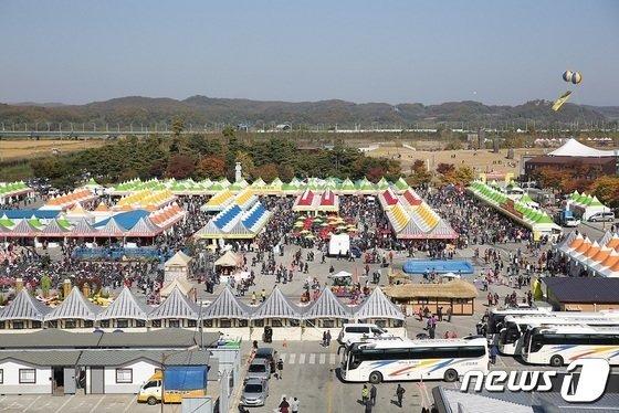 본문 이미지 - 지난 2019년 임진각 광장에서 열린 파주 개성인삼축제 모습. /뉴스1 DB